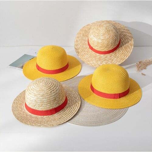 Japanese Anime Pirate Sun Hat Woven Straw Summer Sunscreen Wide Brim Performance Beach Cap Cosplay Costume Accessories