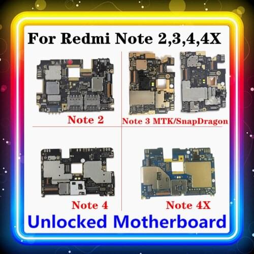 For Xiaomi Hongmi Redmi Note 2,3,4,4X Motherboard With Chips Updated Android MIUI System 16G/32G/64G Replaced Clean Main Board