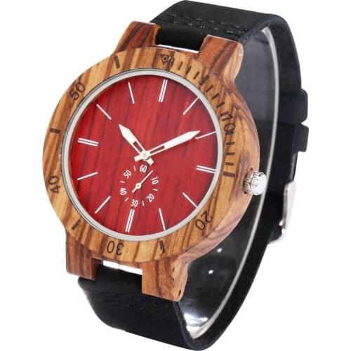 Fashion Men Wooden Quartz Wristwatch Casual Leather Band Male Watch Natural Handmade Wood Mens Clock Great Gifts erkek kol saati