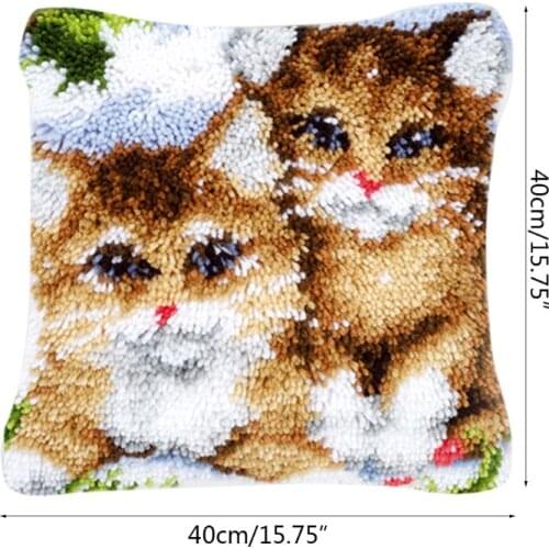Animals DIY Latch Hook Rug Kit 3D Segment Embroidery Pillow Wool Cross Stitch