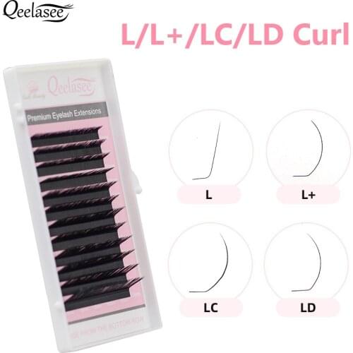 Qeelasee L/L+/LC/LD curl False Eyelash Extensions Mink Black Material 8-15mm Mixed Tray L curl Makeup Lashes