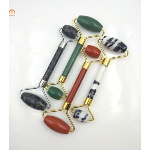 Natural red Jade Gem Portable Pratical Facial Massage Roller Anti Wrinkle Face Slimming Shaper Body Foot Relaxation Beauty Tool