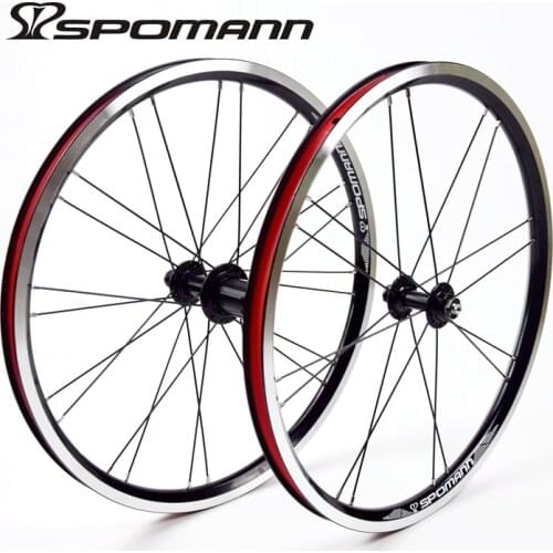 New 3 colors SPOMANN 20 inch 406mm Folding small wheels bike alloy V brake BMX bicycle clincher rims wheelset MTB 20er Free ship