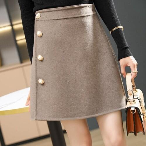 2021 Autumn and Winter New Skirt Women 100% Pure Wool High Waist Skirt Casual Knit Mini Skirt Short One-step Skirt Bag Hip Skirt