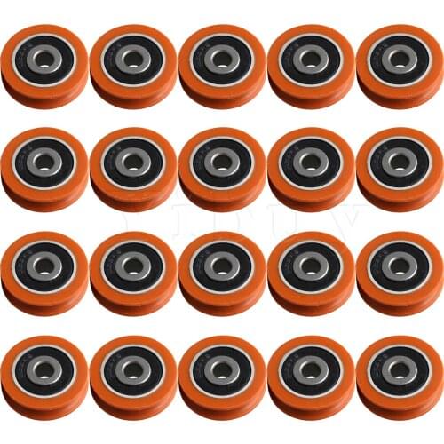 Mini Nylon Groove Track Roller Bearing Pulley Wheel Orange Pack of 20