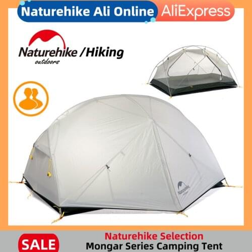 Naturehike Mongar Camping Ultralight Tent 2-3 Person 15D Nylon Glamping Double Layer Outdoor Blue Tent Waterproof Travel Hiking
