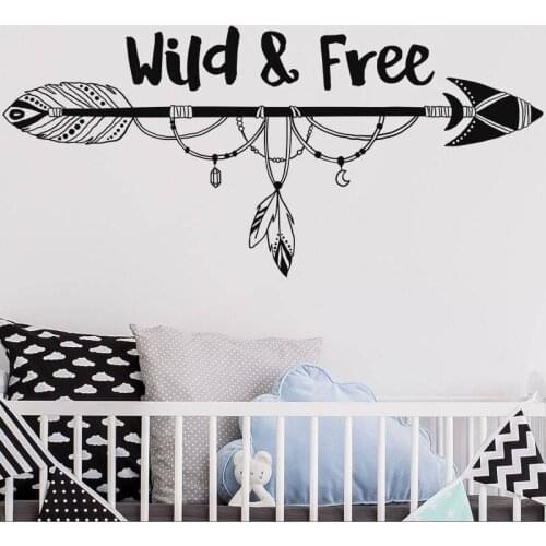 Tribal Arrow Wall Sticker Nursery Wild and Free Arrow Wall Decal Kids Room Decor Vinyl Wall Quote Stickers Arrows Mural AY1224