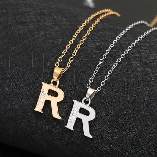 Gift Cursive 26 English Initial Alphabet R name Necklace tiny English word Initial Letter monogram Metal Engagement jewelry