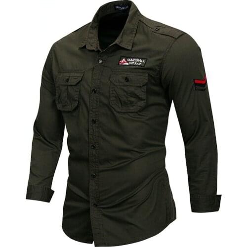 Male Shirt Military Mens Long Sleeved Cotton Shirts Men Slim Fit Camisa Masculina Khaki Black Army Green Shirt Casual Shirt Men