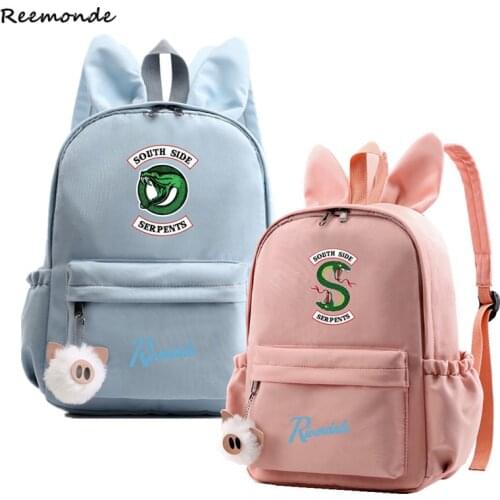 South Side Serpents Riverdale Backpack Rabbit Ears Cute Fashion Bags Riverdale Notebook bag Canvas School Bags Teenage Girl Boys