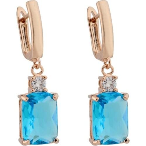 Earings Fashion Jewelry 2020 New Square 10 Color Zircon Womens earrings Wedding Jewelry 585 Rose Gold Long earrings gift