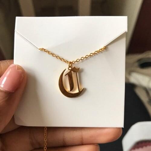 Old English Letter Necklaces For Women Initial Letter A-Z with Snake Chain Necklace Stainless Steel Gold Choker Jewelry Gifts