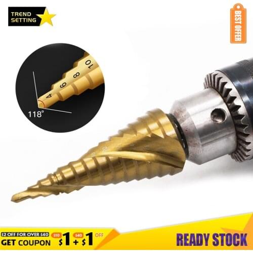 Realmote 3-32 HSS Titanium Hex Stepped Drill Bits For Metal Drilling Carpenter Straight Groove/Spiral Shape Hole Saw Tools