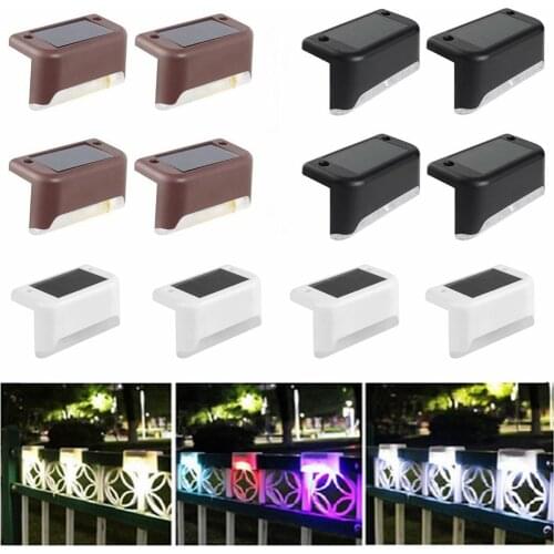 4pcs Path Stair LED Solar Lights IP65 Waterproof Outdoor Garden Yard Fence Wall Lawn Landscape Lamp Staircase Night Light Drop