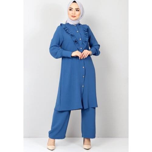 TSD2929 Islamic womens clothing Pleated Dress Frilly Ayrobin Double Set Muslim women clothes Suit womens dress for women