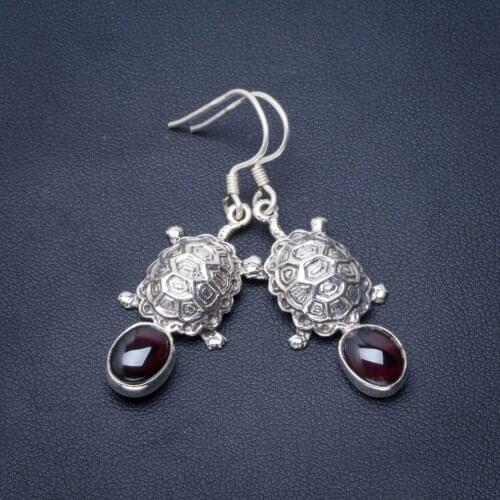Natural Amethyst Handmade Unique Tortoise 925 Sterling Silver Earrings 1.75" B2149