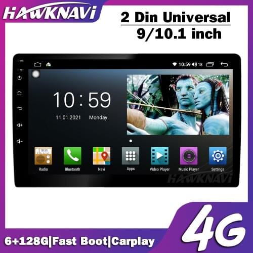 6+128G 9 10.1 Inch Universal 2 Din Car Radio Android 10.0 GPS Navigation DVD Multimedia Stereo Headunit Receiver Carplay DSP