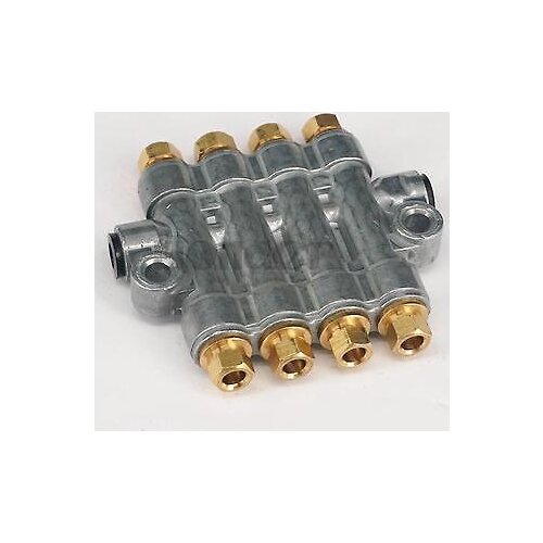 In M8x1 Out M10x1 4 Way Aluminum Lube Oil Piston Distributor Value Manifold Block for centralized lubrication system