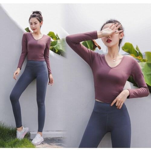 Spring Women Yoga Se Elastic Quickly Dry Long Sleeve Sweatshirt Legging Tights Running Jogger Fitness Gym Workout Set Sportswear