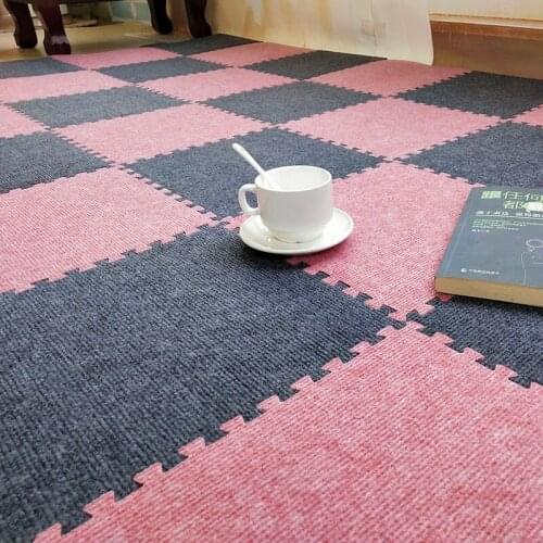 Four seasons universal mosaic suede net red carpet jigsaw foam floor mat mosaic bedroom floor mat can be washed