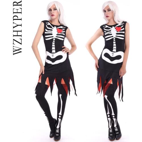 Wzhyper Retro Vintage Style Sleeveless 3D Skull Printed 2020 Women Dress Halter Plus Size Party Sexy Casual Dress Halloween