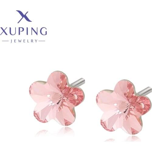 Xuping Jewelry Flower Shaped Small Stud Crystal Earring for Women Cute Gift 10476364