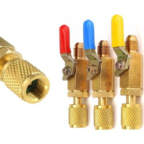 1PCS Brass Straight Ball Valves 1 R410A R134A Fittings For AC Hose R410a Charging Hose Parts Air-conditioning Installation