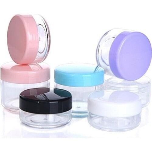 100pcs/lot Portable Mini 10g 15g 20g Plastic Cosmetic Empty Jar Pot Eyeshadow Makeup Case Face Cream Lip Balm Container