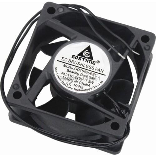5PCS Gdstime EC FAN 60mm 6cm 60x60x25mm Dual Ball AC 110V 120V 220V 240V EC brushless Cooling Cooler Fan Industry Cooling Fan
