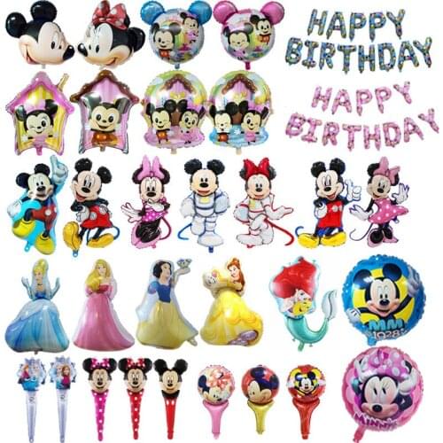 50psc Disney Toys Genuine Minnie Mickey Mouse Cartoon Girls Foil Balloon Birthday Party Decoration Supplies Decor Balloons Gifts