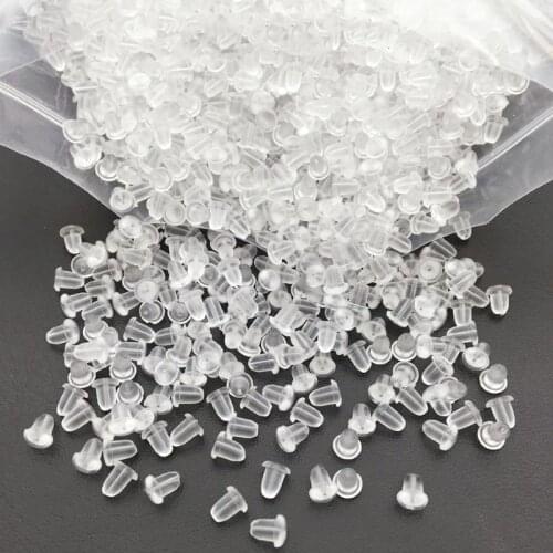 200Pcs/lot Silicone Rubber Earring Back Stoppers Clear Soft Ear Plug DIY Jewelry Making Accessories Findings