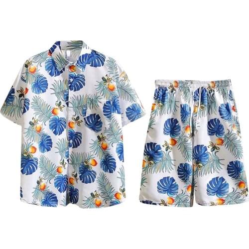 6 MenS Summer Fashion Print Short Sleeve Shorts Shirt Set Pocket Vocation 3Xl Mens Shirts Hot Sales With Z0312