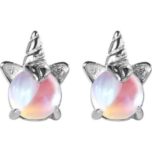 925 Sterling Silver Unicorn Crystal Cute Stud Earrings For Women 2020 Wedding Earrings Fashion Anniversary Jewelry pendientes