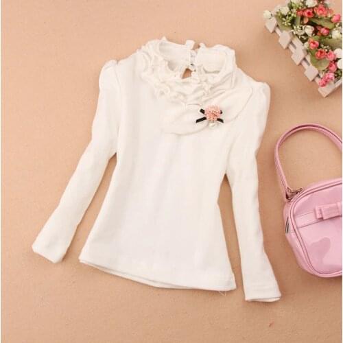 School girl white blouse 2019 Autumn kids clothes girls blouse children clothing cute 100% cotton child shirt blusas age 1-16Y