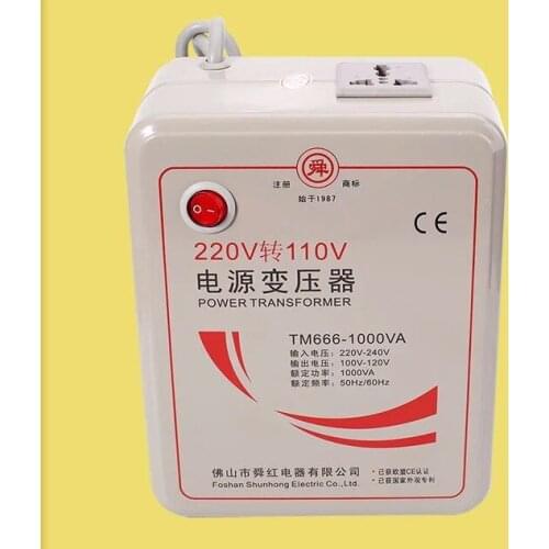 Fast Shipping TM666-1000VA 220v to 110v 1000W Step Down Voltage Converter Transformer Converts with pure copper coil