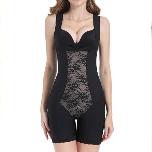 Black Floral Lace Open Crotch Tummy Control But Lift Slimming Underwear Shapewear Women Bodysuit Shaper Sexy Lingerie Plus Size