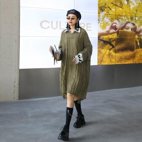 2020 Long Winter Large Size O Neck Women Sweaters Loose Knitted Female Winter Top Black Ladies Sweaters Oversized Warm Pullover