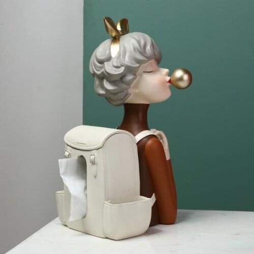 Bubble Blowing Girl Tissue Living Room Home Remote Control Storage Box