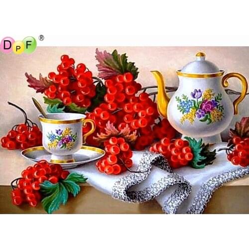 DPF diamond painting cross stitch Teapot fruit DIY full square diamond embroidery mosaic home decor gifts kits handwork