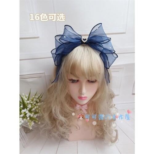 Lolita Three-Dimensional Bow Headband KC Japanese Girl JK Snow Yarn Headband Everyday Joker