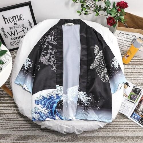 Kimono Cardigan Men China Wind Shirt Male Sleeve Shirt Surplices Short Sleeve Kimono homme asian japonais roupa