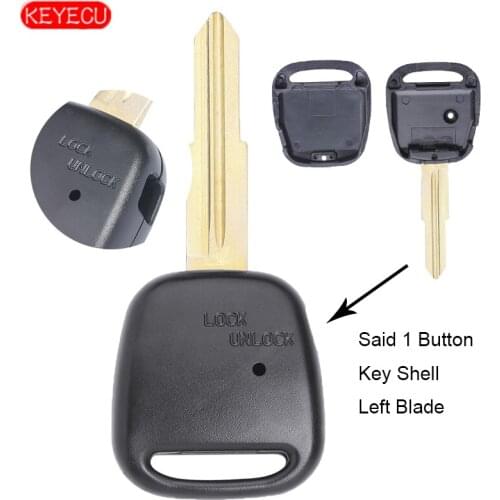 KEYECU 10PCS Side 1 Button Housing Key Car Remote Fob with Groove on Left of Blade For Old Toyota Key Shell