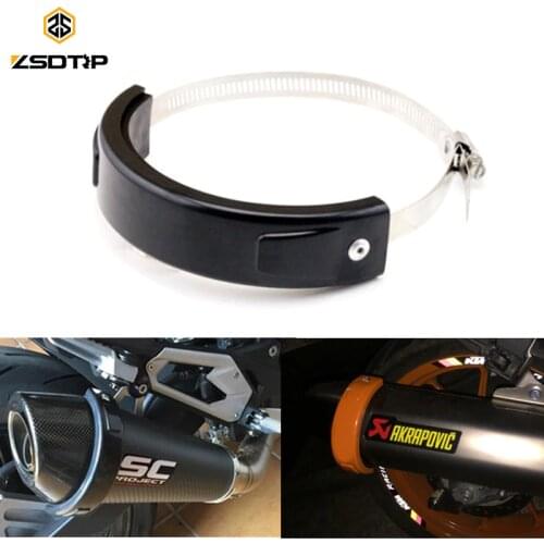 ZSDTRP Round Oval Exhaust Protector Can Cover For 100-140mm Motorcycle Exhaust Stainless Steel Clamp