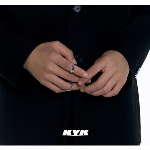 KVK Four trend partner 2 Abstract feather ring 2021 new 925 Silver Ring