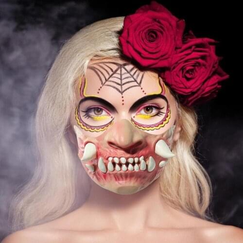 Halloween Mask Face Cover Latex Half Face Scary Face Cover Cosplay Costume Halloween Party Horror Mask Cosplay Party Masque