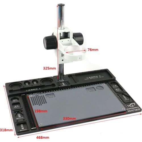 Multifunction Stereo Microscope Adjustable Boom Table Working Stand Holder + Multi-axis Adjustable Metal Arm