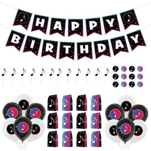 Musical Themes Birthday Balloon Cake Decor Backdrop Kit for Girls Party Decorations Video Studio Banner Birthday Party Props