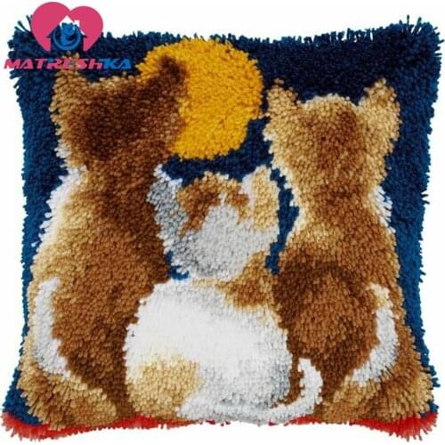 Latch hook rug kits do it yourself needle for carpet embroidery cat tapestry kits cross-stitch pillow point rug button carpet