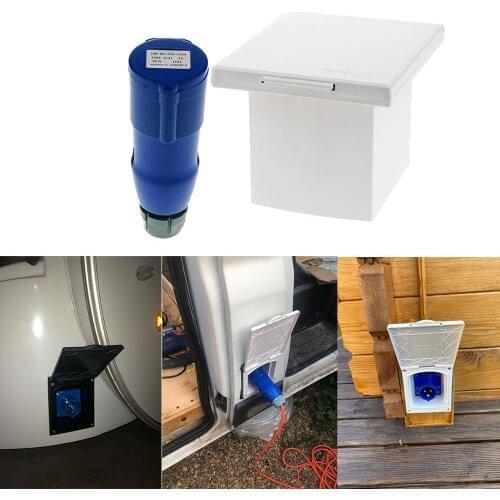 RV Camper 220V-240V 16A External Flush Hook Up Waterproof Plug Socket Set For Marine Boat Yacht Car Caravan Trailer Truck