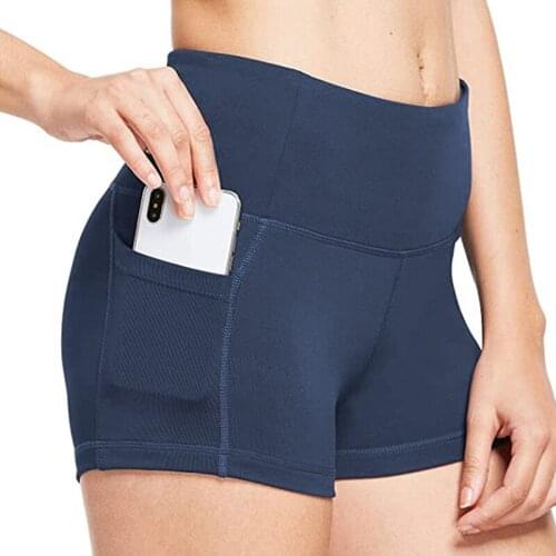 NORMOV New Fitness Shorts Women Seamless High Waist Elastic Push Up Short Pants Pocket Workout Short Leggings Casual Sport Short